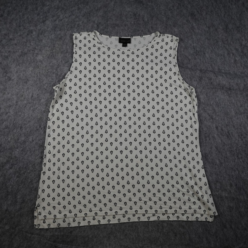 J Jill Top Women Large Petite White Wearever Geometric Sleeveless Tank Jersey